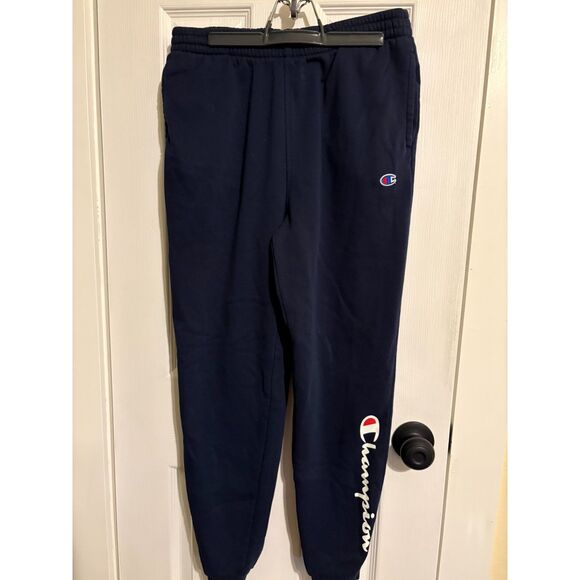 Champion Pants - Champion Women’s XL Navy Fleece Sweatpants – Script Logo, 28" Waist -Unstretched